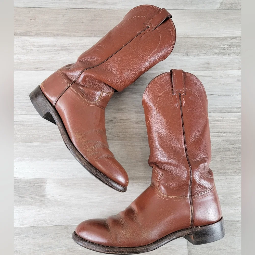 Vintage Justin Western Leather Cowboy Boots Size 10.5D USA Made - Picture 16 of 16
